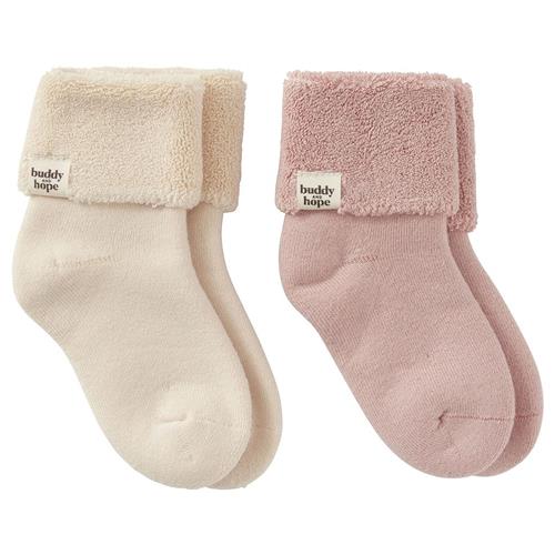 Buddy & Hope 2-pak GOTS Allan Strømper Off White/Pink Mauve 19-21 EU  Lyserød  19-21 EU  Drenge, Piger