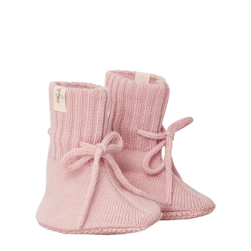 Little Jalo Strikkede Tøffeler I Uld Blush Pink 74/80 cm Wool Lyserød  74/80 cm  Piger