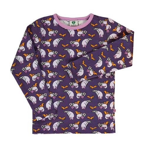 Småfolk Long-sleeved top with badger and squirrel  Loganberry 1-2 Y  Lilla  1-2 år  Piger