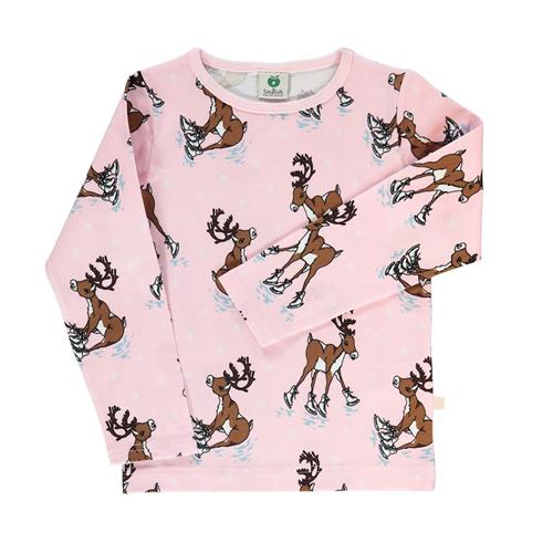 Småfolk Raindeer Langærmet T-Shirt Icy Pink 5-6 Y  Lyserød  5-6 år  Piger
