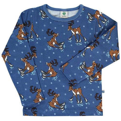Småfolk Raindeer Langærmet T-shirt Federal Blue 3-4 Y  Blå  3-4 år  Drenge, Piger