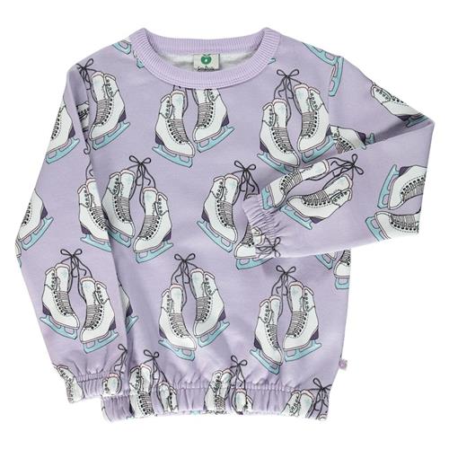 Småfolk Sweatshirt Orchid Petal med skøjter 3-4 Y  Lilla  3-4 år  Piger