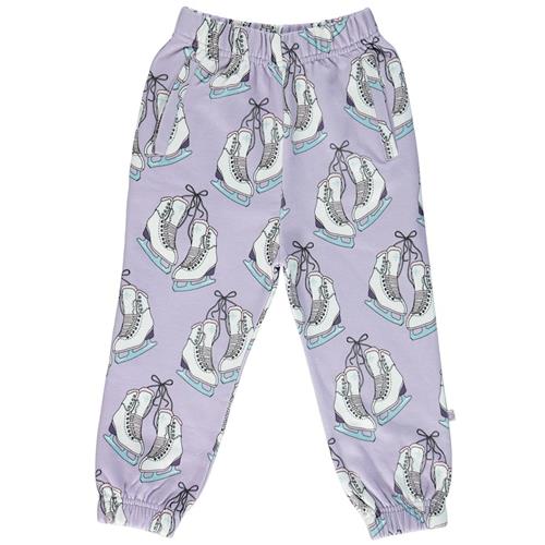 Småfolk Sweatpants i Orchid Petal med skøjteprint 3-4 Y  Lilla  3-4 år  Piger