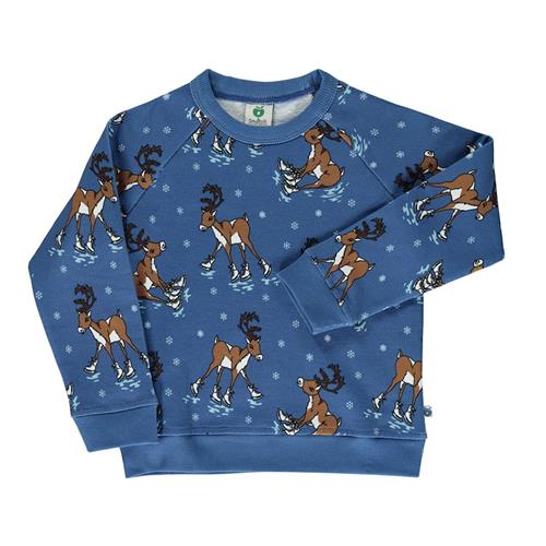 Småfolk Sweatshirt with reindeer Federal Blue Federal Rensdyr Sweatshirt i Federal Blue 4-5 Y  Blå  4-5 år  Drenge, Piger
