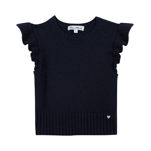 Tartine et Chocolat Strikket sweater i uld og kashmir Navy 4 Y  Marineblå  4 år  Piger