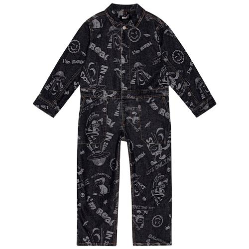 Molo Ayo Jumpsuit Comic Jacquard 110/116 cm  Sort  110/116 cm  Drenge, Piger