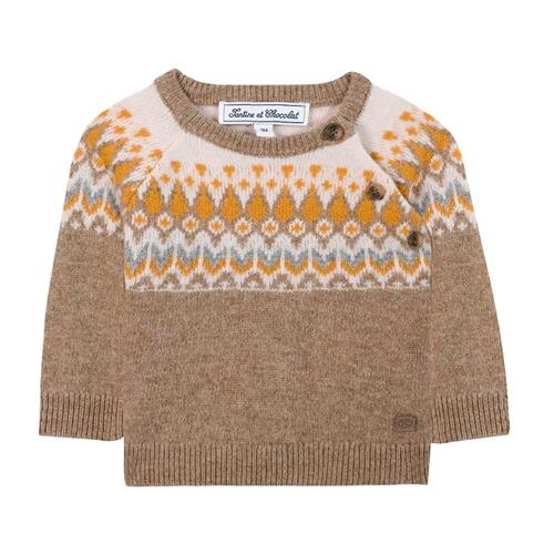 Tartine et Chocolat Uldtrøje Heated Chestnut 6 months Wool Brun  6 måneder  Drenge