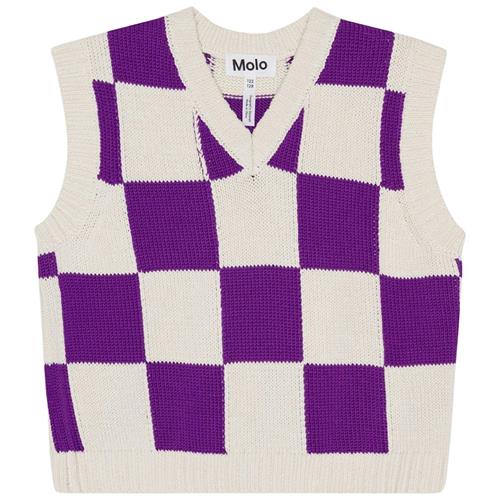 Molo Gitta Strikket Vest Purple Shell Check 134/140 cm  Lilla  134/140 cm  Piger