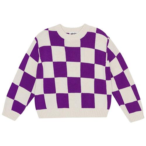 Molo Gertina Strikket Trøje Purple Shell Check 110/116 cm  Lilla  110/116 cm  Piger