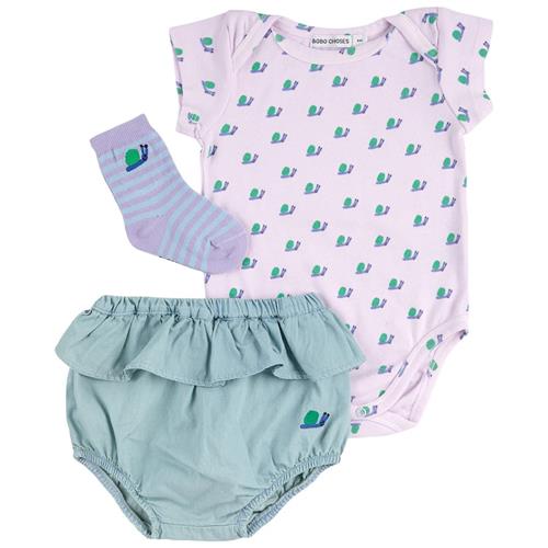 Bobo Choses Funny Snail Sæt Med Babytøj Lavender 3 months  Lilla  3 måneder  Piger