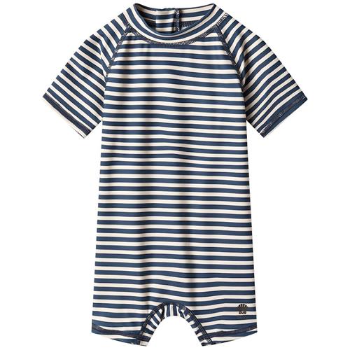 Wheat Cas Stribet UV-dragt Indigo 80 cm  Marineblå  80 cm  Drenge, Piger