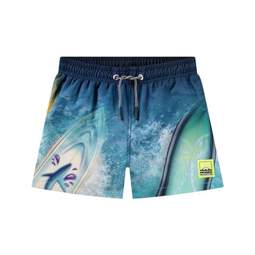 Molo Niko Board Shorts Surf Art Blue Chill 98/104 cm  Blå  98/104 cm  Drenge, Piger