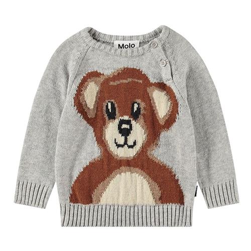 Molo Bless Strikket trøje Teddy Bear 62 cm  Grå  62 cm  Drenge, Piger