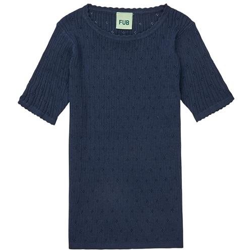 FUB Pointelle Tee Dark Navy 80 cm  Marineblå  80 cm  Piger