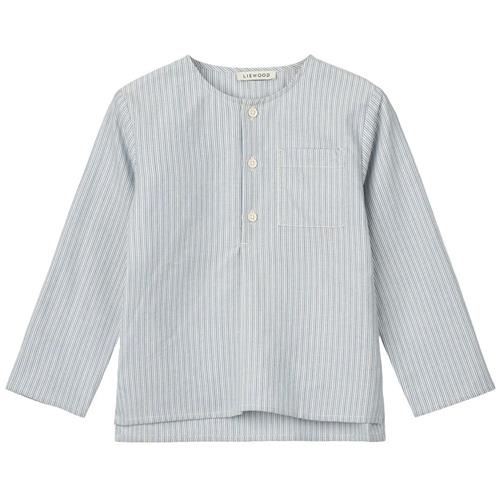 Liewood Houston Stribet Skjorte Riverside/Creme de la Creme 98 cm  Creme  98 cm  Drenge