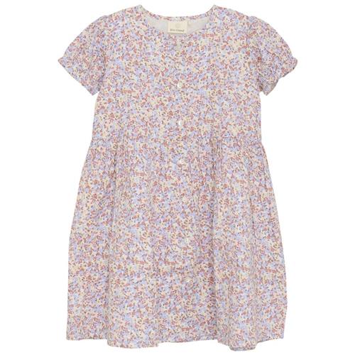 EnFant GOTS Mønstret Kjole Eggnog 116 cm  Creme  116 cm  Piger