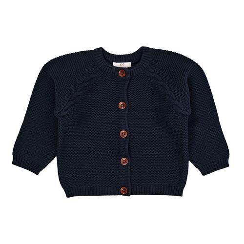 Copenhagen Colors Classic Baby Cotton Cable Cardigan  Navy 50 cm  Marineblå  50 cm  Drenge, Piger