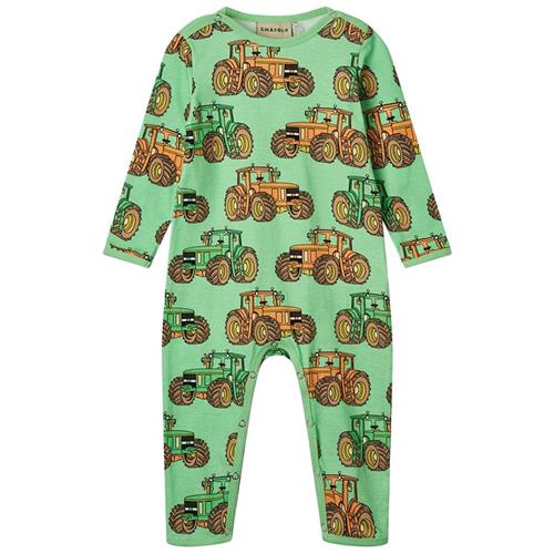 Småfolk Tractors Langærmet Onesie Minty Green Tea 62 cm  Grøn  62 cm  Drenge