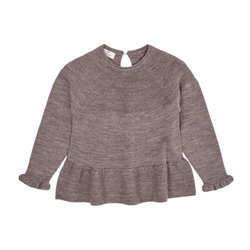Copenhagen Colors Merinould Strikket Bluse Natural Melange 74 cm Uld Beige  74 cm  Drenge, Piger