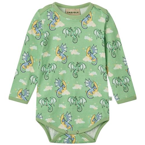 Småfolk Sleeping Dragons Baby Body Sage 68 cm  Grøn  68 cm  Drenge, Piger