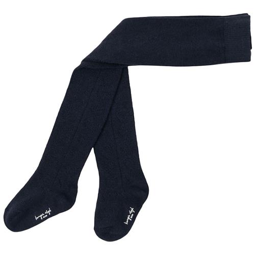 Konges Sløjd Pointelle-strømpebukser i uld Navy 68/74 cm  Marineblå  68/74 cm  Piger