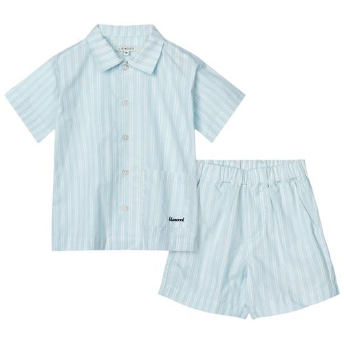 Liewood GOTS Leona Sæt Med Tøj Stripe Pure Sky Creme De La Creme 104cm  Blå  104 cm  Drenge, Piger