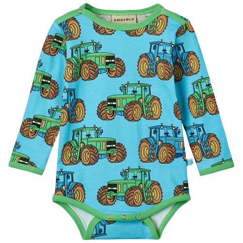 Småfolk Tractors Baby Body Blue Atoll 80 cm  Blå  80 cm  Drenge