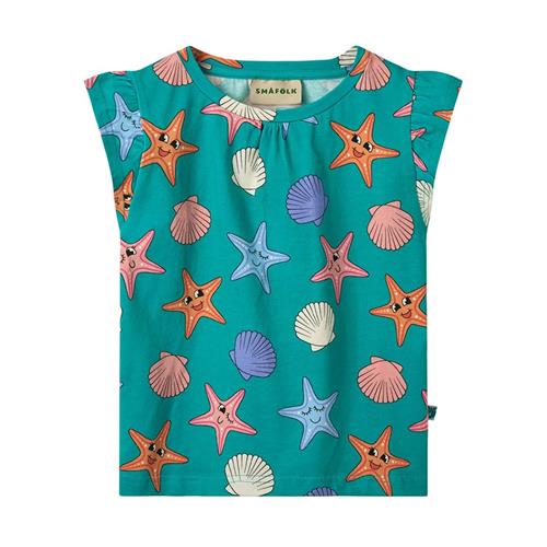 Småfolk Starfish T-shirt Teal 1-2 Y  Grøn  1-2 år  Drenge, Piger