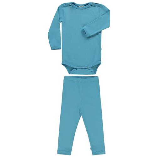 Småfolk Set Body Med Leggings Blue Grotto 68 cm  Blå  68 cm  Drenge, Piger