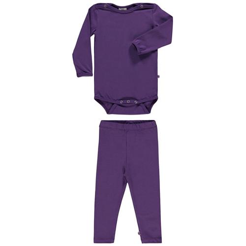Småfolk Set Body Med Leggings Purple Heart 86 cm  Lilla  86 cm  Piger