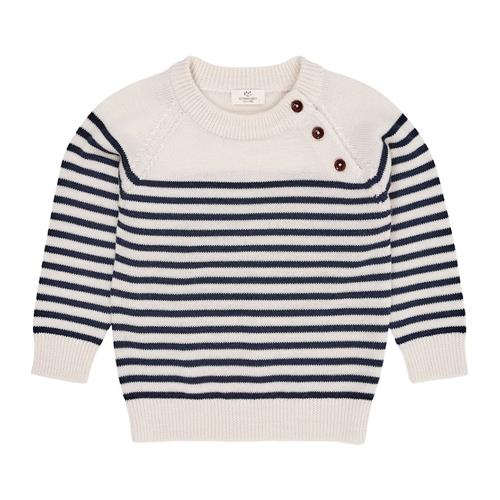 Copenhagen Colors Merino Classic Striped Pullover Cream/Navy Stripe 134/140 cm  Creme  134/140 cm  Drenge, Piger