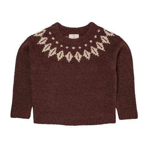 Copenhagen Colors Strikket sweater i Dark Brown og Cream 122 cm  Brun  122 cm  Drenge, Piger