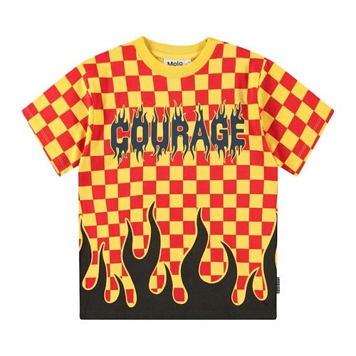 Molo Rodney Short-Sleeved T-Shirt Flame Check 128 cm  Gul  128 cm  Drenge