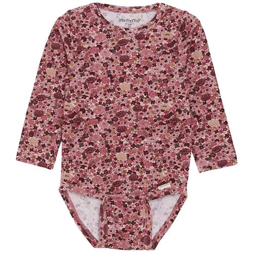 Minymo AOP Babybody Dusty Rose 80 cm  Lyserød  80 cm  Piger