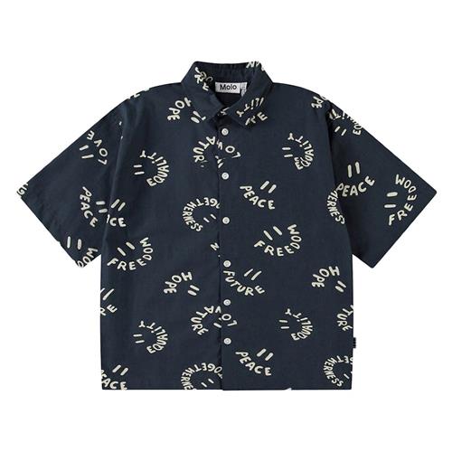 Molo Richie Long Sleeve Shirt Smile Words 98/104 cm  Marineblå  98/104 cm  Drenge