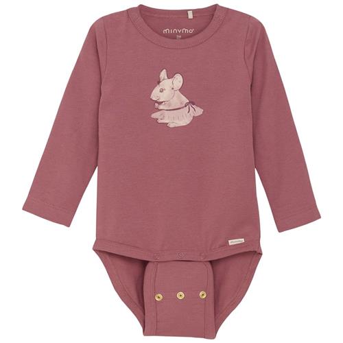 Minymo Baby Body i Deco Rose med Dancing Mouse 62 cm  Lyserød  62 cm  Drenge, Piger