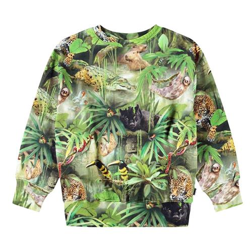 Molo Mattis Sweatshirt Jungle Animals 92 cm  Grøn  92 cm  Drenge