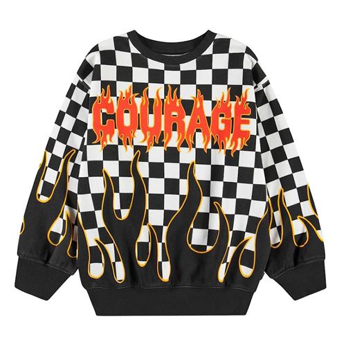 Molo Monti Sweatshirt Check On Fire 164 cm  Sort  164 cm  Drenge