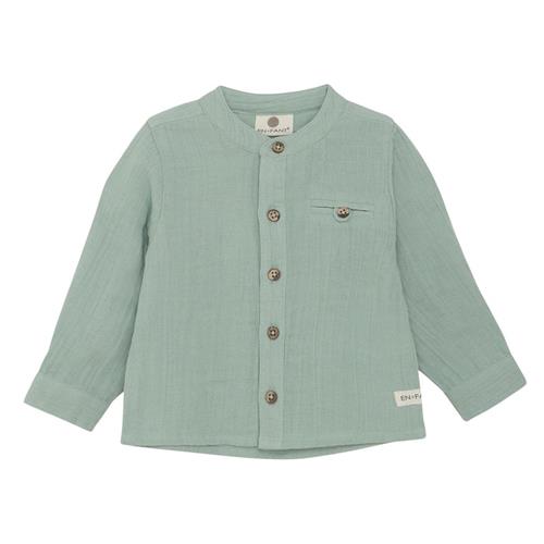 EnFant GOTS Kortærmet Skjorte I Musselin Jadeite 74 cm  Grøn  74 cm  Drenge