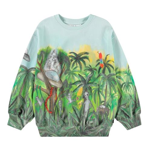 Molo Monti Sweatshirt Jungle Visitors 116 cm  Grøn  116 cm  Drenge