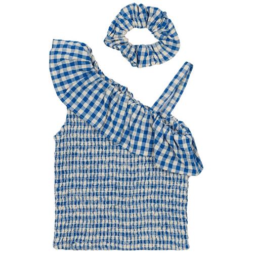 The New Nally Kort Top Daphne Check Daphne Check 11-12 Y  Blå  11-12 år  Piger