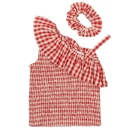 The New Nally Kort Top Poppy Red Check Poppy Red Check 3-4 Y  Rød  3-4 år  Piger