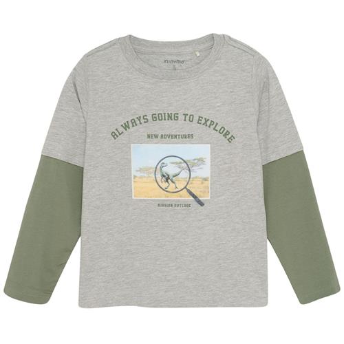 Minymo Langærmet T-shirt Grey Melange 98 cm  Grå  98 cm  Drenge