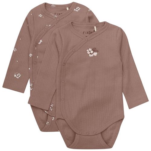 Fixoni Wrap Body LS 2-Pack Rib Deep Taupe Wrap Body Baby Body Deep Taupe Kollektion 44 cm  Brun  44 cm  Drenge, Piger
