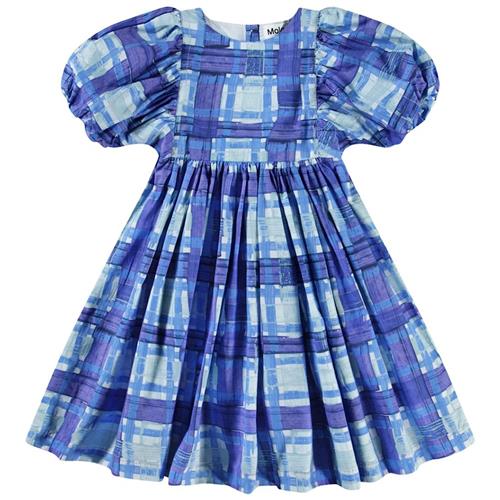 Molo Calyita Short-Sleeved Dress Blue Checks 110/116 cm  Blå  110/116 cm  Piger