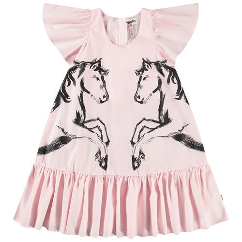 Molo Cinda Short-Sleeved Dress Folklore Horses 92/98 cm  Lyserød  92/98 cm  Piger