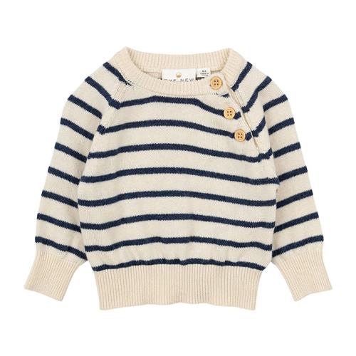 The New Siblings Norton Strikket Pullover Mood Indigo Striped Mood Indigo Striped 86 cm  Marineblå  86 cm  Drenge