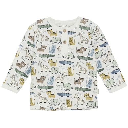 Minymo GOTS Langærmet T-shirt Aop Marshmallow White 50 cm  Hvid  50 cm  Drenge