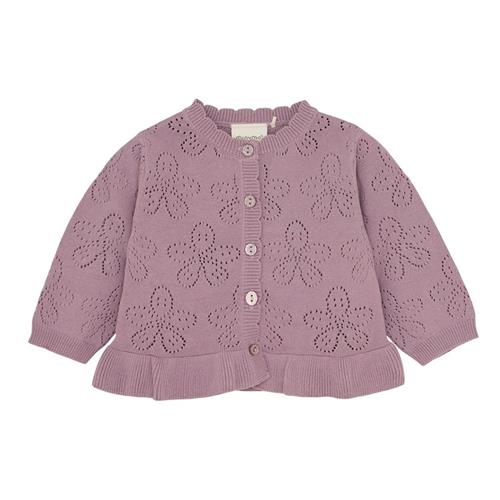 Minymo GOTS Strikket Cardigan Elderberry 56 cm  Lilla  56 cm  Piger