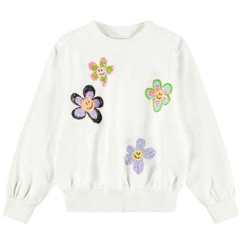 Molo Marge Sweatshirt Joy Of Flowers 98 cm  Hvid  98 cm  Piger